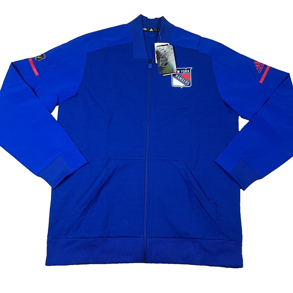Adidas‎ Mens Large Blue Zip Up New York Rangers NHL Performance Track Jacket NWT